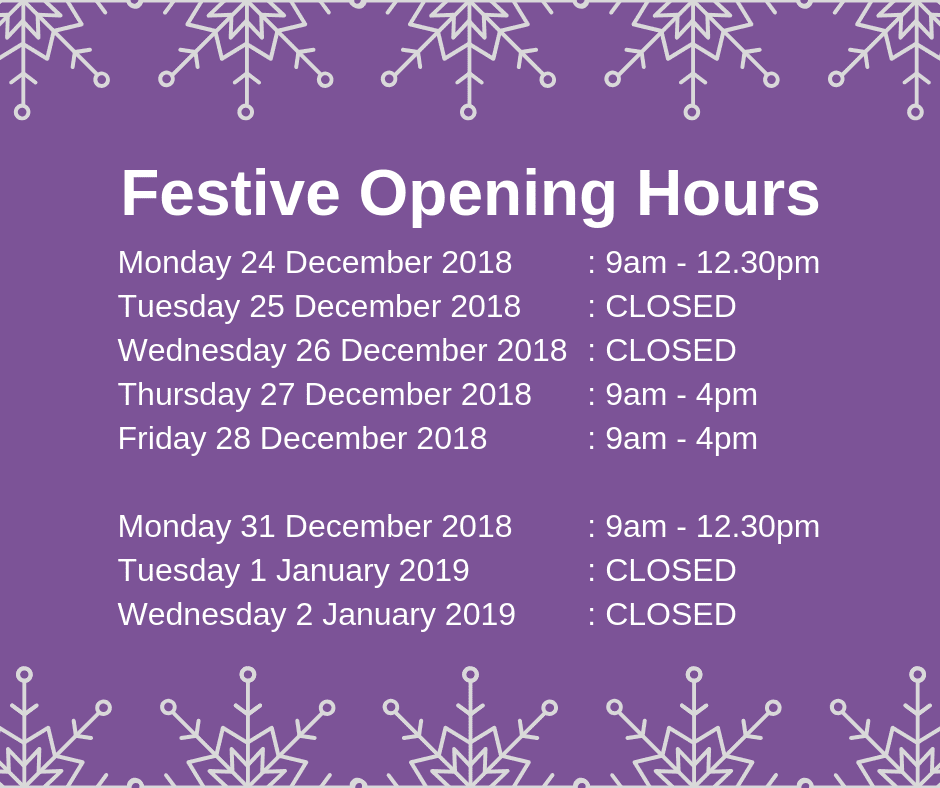 Festive Opening Hours